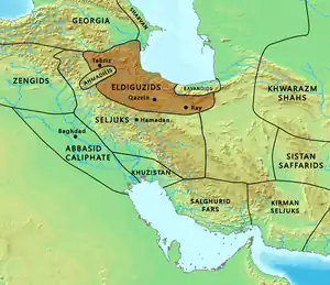 Territory of the Eldiguzids in 1180 CE.