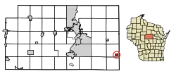 Location of Elderon in Marathon County, Wisconsin.