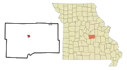 Location in Maries County and the state of Missouri