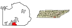 Location of New Hope in Marion County, Tennessee.