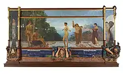 The Judgment of Paris (1885–87), oil on canvas, wood and plaster, overall dimensions: 370 × 752 × 65&nbsp;cm, Österreichische Galerie Belvedere, Vienna, Austria.