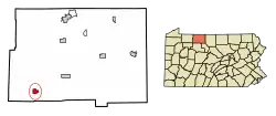 Location of Kane in McKean County, Pennsylvania
