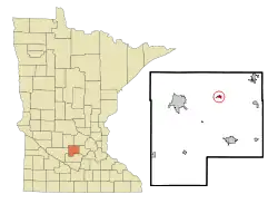 Location in McLeod County and the state of Minnesota