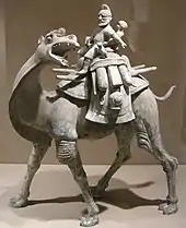 Unglazed camel and Sogdian rider