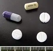 Clockwise from top: Concerta 18&nbsp;mg, Medikinet 5&nbsp;mg, Methylphenidat TAD 10&nbsp;mg, Ritalin 10&nbsp;mg, Medikinet&nbsp;XL 30&nbsp;mg