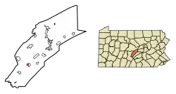 Location of McVeytown in Mifflin County, Pennsylvania.