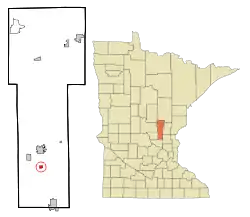 Location in Mille Lacs County and the state of Minnesota