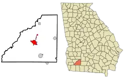 Location in Mitchell County and the state of Georgia
