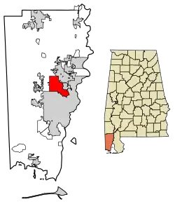 Location in Mobile County, Alabama
