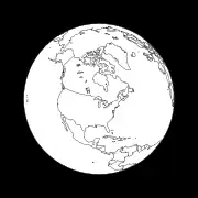 Figure 9: View of the Earth four hours before apogee from a Molniya orbit under the assumption that the longitude of the apogee is 90°&nbsp;W. The spacecraft is at an altitude of 24,043&nbsp;km over the point 87.35°&nbsp;W 47.04°&nbsp;N.