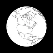 Figure 11: View of the Earth 4 hours after apogee from a Molniya orbit under the assumption that the longitude of the apogee is 90°&nbsp;W. The spacecraft is at an altitude of 24,043&nbsp;km over the point 92.65°&nbsp;W 47.04°&nbsp;N.