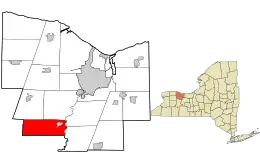 Location in Monroe County and the state of New York.