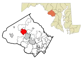 Location of Germantown in Montgomery County and Maryland