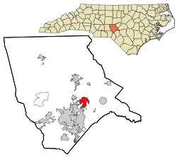 Location in Moore County and the state of North Carolina.