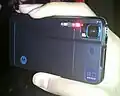 Motorola Milestone XT720 camera while capturing image with red-eye reduction and xenon flash.