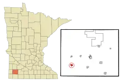 Location in Murray County and the state of Minnesota