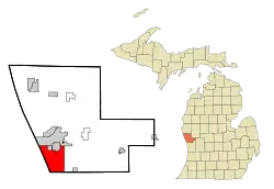 Location in Muskegon County and the state of Michigan