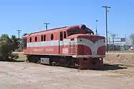 NSU57: body shell on bogies at Marree railway station, January 2021