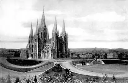 Neo-Gothic project of the National Basilica of the Sacred Heart by Pierre Langerock&nbsp;[fr] (1905)