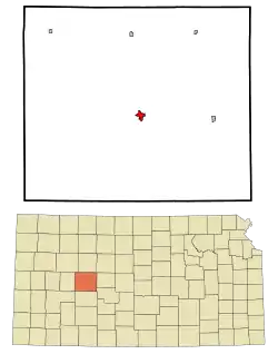 Location within Ness County and Kansas