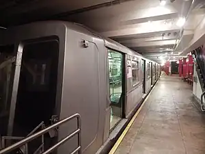 Looking down the platform