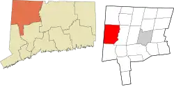 Sharon's location within the Northwest Hills Planning Region and the state of Connecticut
