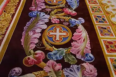 Gothic Revival rinceau on the choir carpet of Notre-Dame de Paris, by the Gobelins Manufactory, 1825-1833, textile, Notre-Dame de Paris