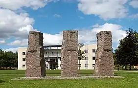Odijk, art work (Three Stones) near the townhall designed by Hans Leutscher