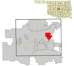 Location in Oklahoma County and the state of Oklahoma.