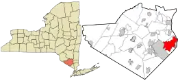 Location of West Point in Orange County, New York (right) and of Orange County in New York state (left)