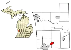 Location of Zeeland within Ottawa County, Michigan