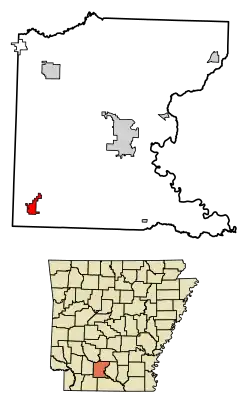 Location of Stephens in Ouachita County, Arkansas.