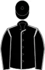 Black, silver seams, silver stars on shoulder and back, black cap