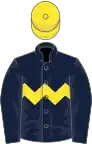 Dark blue, yellow chevron hoop, yellow cap