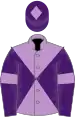 Mauve and purple diabolo, purple sleeves, mauve armlets and diamond on purple cap