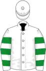 White, white sleeves, emerald green hoops