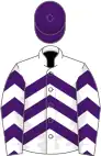 White, purple chevrons and cap