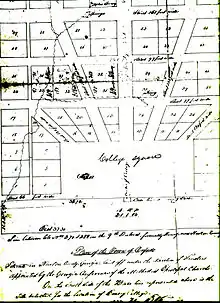A hand-drawn map depicting the original plan for the Town of Oxford