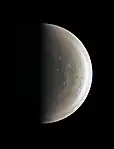 Image from about 94,500&nbsp;km (58,700&nbsp;mi) of Jupiter's southern polar region (27 August 2016)