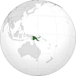 Location of Papua New Guinea (green)