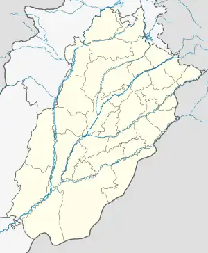 Pakistan, with Lahore pinpointed at the northeast