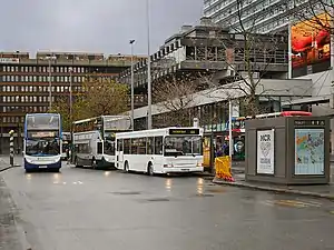 Bus servicesBus services in Greater Manchester are deregulated. TfGM owns and maintains bus stations, stops & shelters. It implements the System One multi-operator and multi-modal travelcards, and subsidises some fares, however this is being reversed by the new Bee Network, with the network being brought back under local  control, with TfGM appointing franchisees to operate the services.