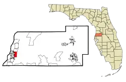 Location in Pasco County and the state of Florida