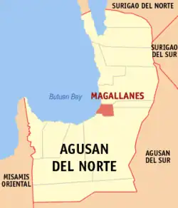 Map of Agusan del Norte with Magallanes highlighted