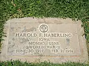 Grave-site of Harold F. Haberling (1927–1961).
