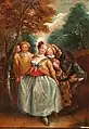 Pierrot, Columbine and Harlequin (painting by Pierre-Antoine Quillard, c. 1733)