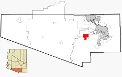 Location in Pima County and the state of Arizona