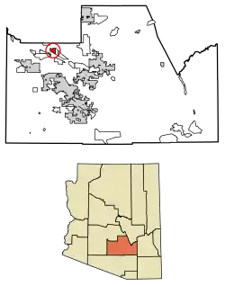 Location of Stotonic Village in Pinal County, Arizona.