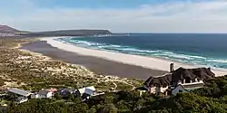 Noordhoek Beach from Chapman's Peak Drive with Kommetjie in the distance.