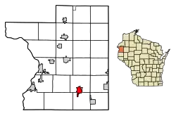 Location of Amery in Polk County, Wisconsin.